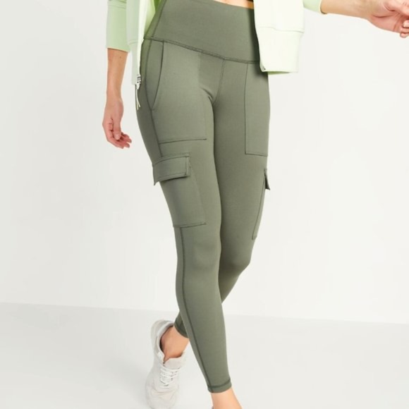 Old Navy | Pants u0026 Jumpsuits | Old Navy High Rise Elevate 78 Leggings Cargo  Flap Pockets High Waist Olive Army | Poshmark